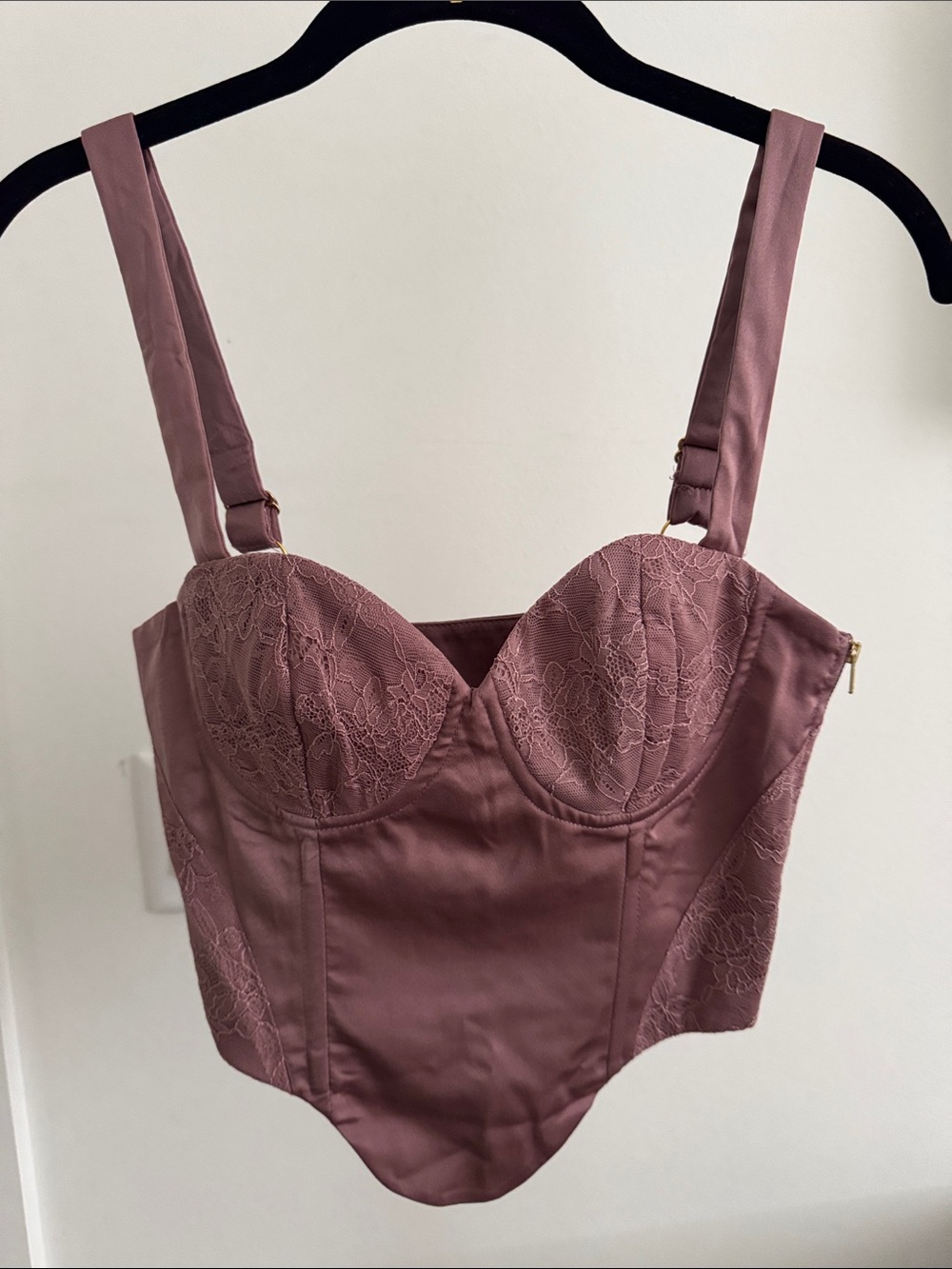 Meshki Rose Mauve Lace Bustier Top